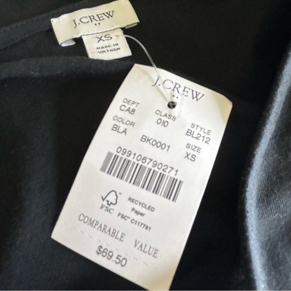 Brand New J. Crew Ruffle-Shoulder Top with Plaid Jacquard Sleeves Pullover XS - Picture 6 of 6